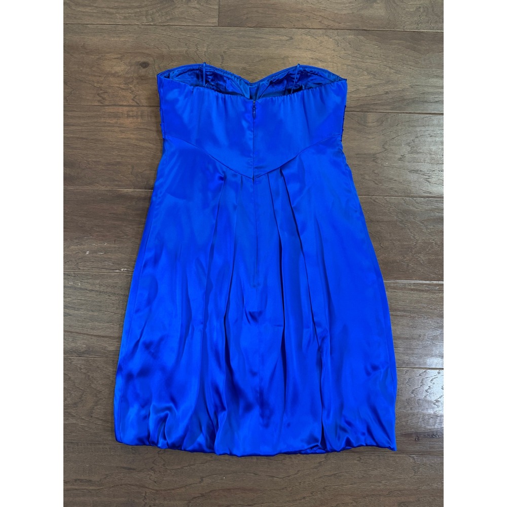Cache Royal Blue 100% Silk Strapless Bubble Hem Cocktail Dress Size 2 Sweetheart - Picture 6 of 7